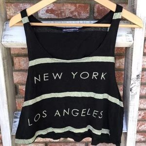 Brandy Melville black and gold stripe crop top
